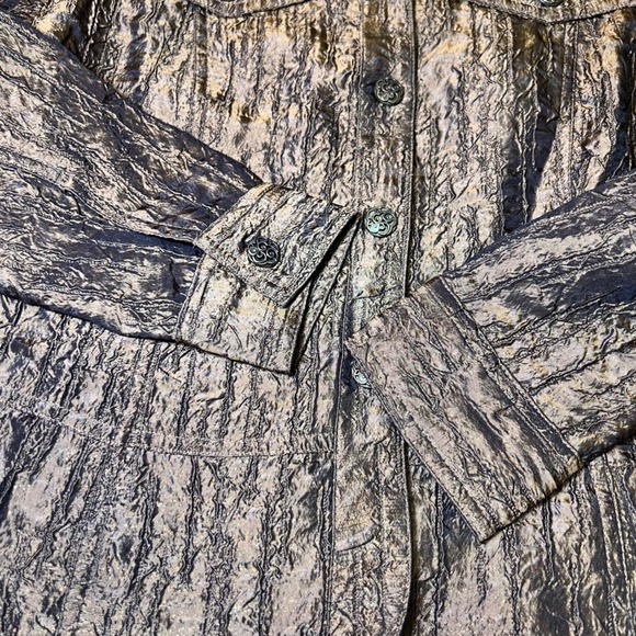 Erin London Womens Size Medium Gold Metallic Crinkle Jacket Art to Wear Textured - Picture 12 of 13